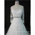 2012 Fit and Flare Wedding Gowns Sequinned Silhouette 3/4 Sleeves